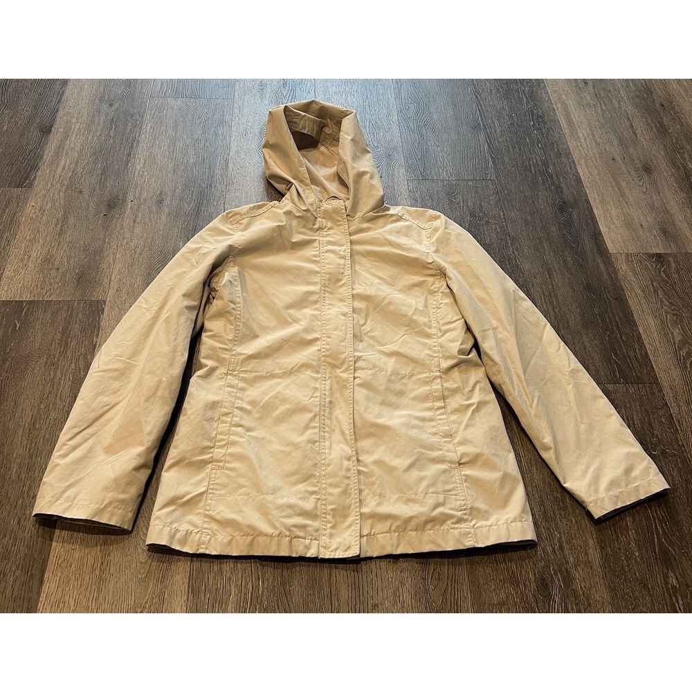 Vintage GAP Jacket Women's Size Ivory Khaki Medium Nylon Blend Hooded Y2K